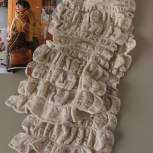 100% Cashmere Pleated Texture Short Scarf - Elegant French Style Neck Wrap for Niche Vibe Looks
