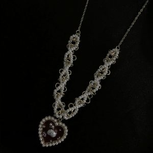 2020 French Braided Pearl Heart Necklace for Women - Versatile Clavicle Chain, Trendy INS Style Jewelry