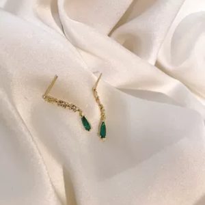 2023 Trendy 925 Sterling Silver Green Jade Water Drop Stud Earrings for Slimming Small Face - Chic INS Style