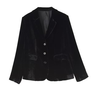 2024 Autumn Low-Key Silk Velvet Blazer - Modern Suit Jacket for Commuter Style, Simple & Versatile Fashion