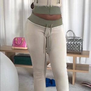 2024 Autumn/Winter Street Style Hooded Sweatshirt Jacket & Color Block Flared Knit Pants Set