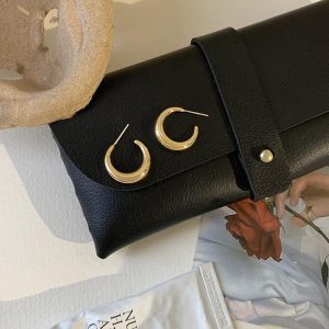 2024 Crescent Moon Hoop Earrings - Unique Light Luxury Studs for Women, High-End Niche Design, Trendy Fashion Statement