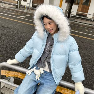 2024 Winter Hooded Fur Collar Down Jacket - Casual Loose Fit Warm Thick Coat for Versatile Style