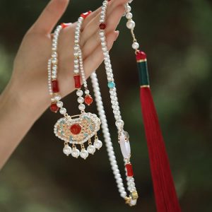 2024 Women's Long Tassel Cloud Necklace with Yingluo Pendant, Ancient Style National Accessories for Bohemian and Vintage Looks