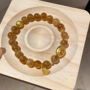2025 Chinese Style Lotus Seed & Gold Tiger Eye Beaded Bracelet - Versatile Niche Fashion Wristband Accessory