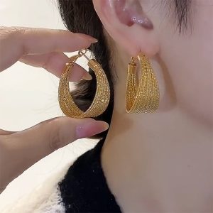 2025 Exaggerated Metal French Hoop Earrings - Trendy Heavy-Duty Round Drop Design for European and American Style