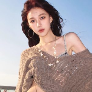 Bohemian Summer Starfish Shell Pearl Necklace - Long Pendant Seaside Accessory for Women, Vacation Style Jewelry