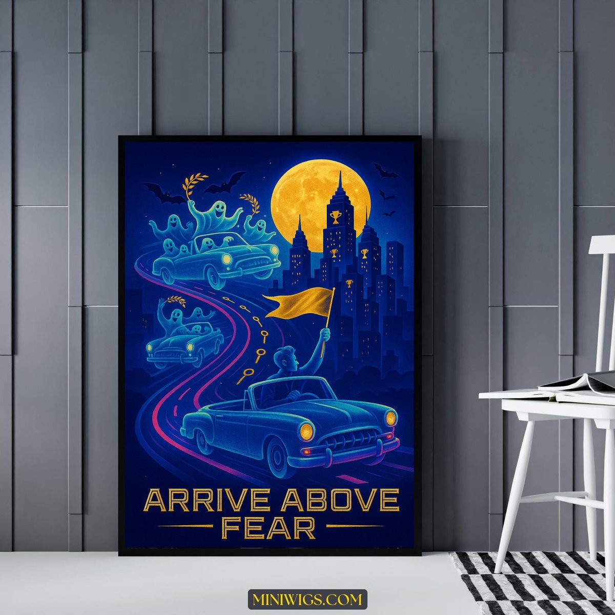 Arrive Above Fear Car Halloween canvas