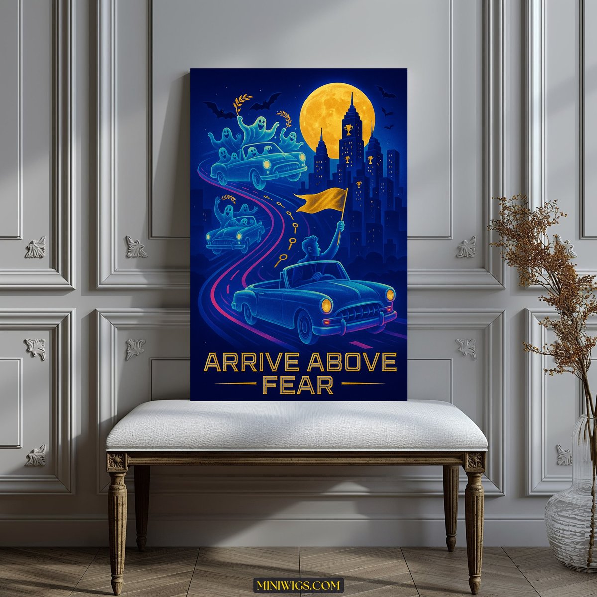 Arrive Above Fear Car Halloween canvas