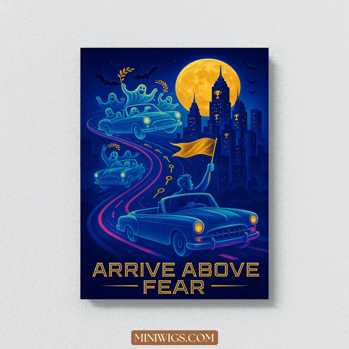 Arrive Above Fear Car Halloween canvas