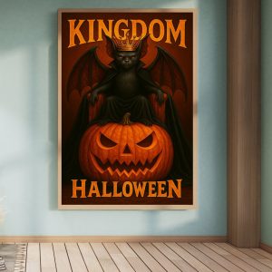 Bat King Halloween Art Canvas - Gothic Decor with Pumpkin King & Spooky Vibes