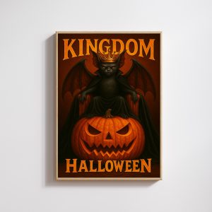 Bat King on Pumpkin Throne Canvas - Spooky Halloween Wall Art Decor
