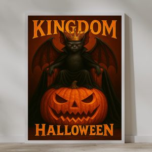 Bat King on Pumpkin Throne Canvas - Spooktacular Halloween Wall Art Decor