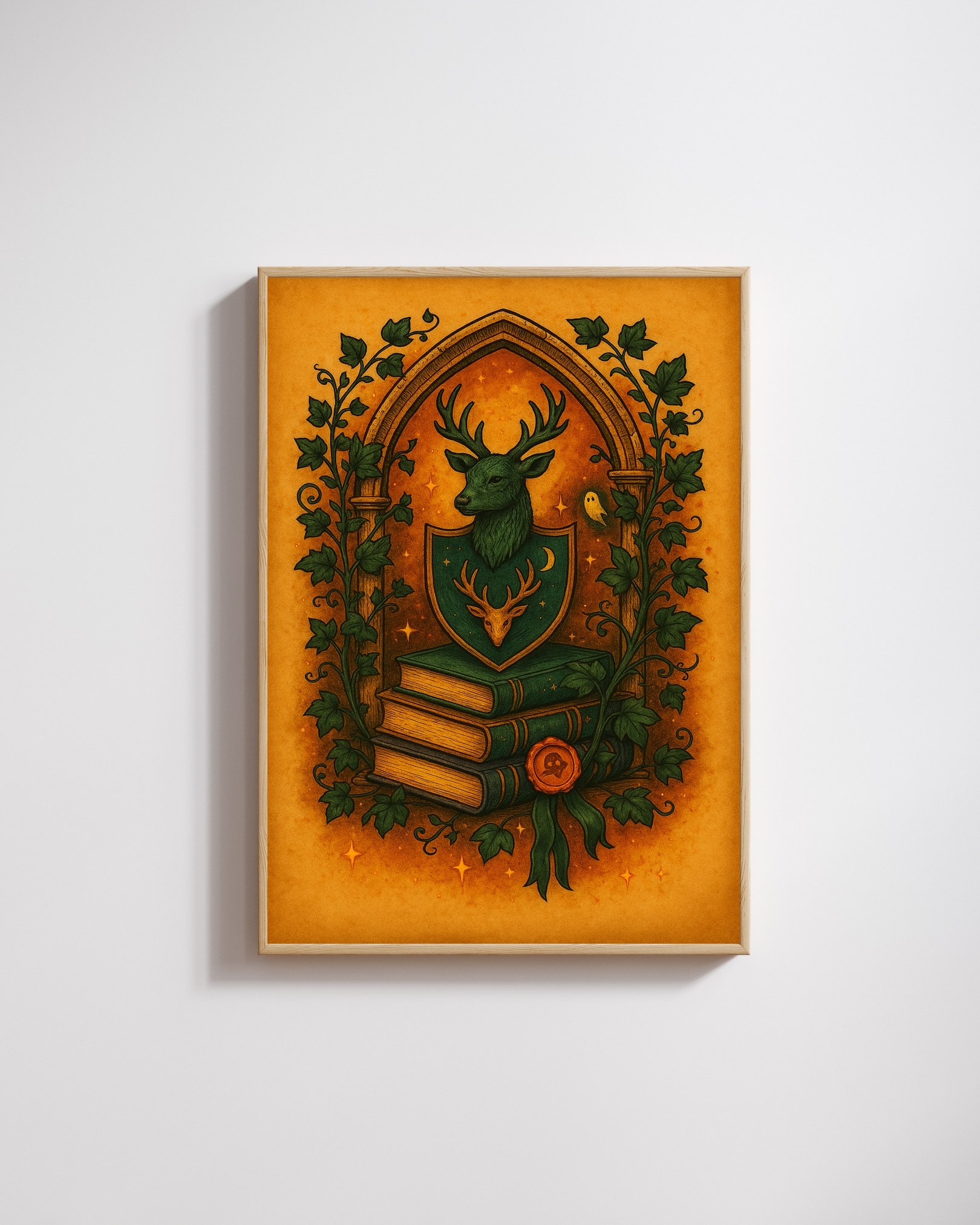 Dark Academia Deer Art Print canvas