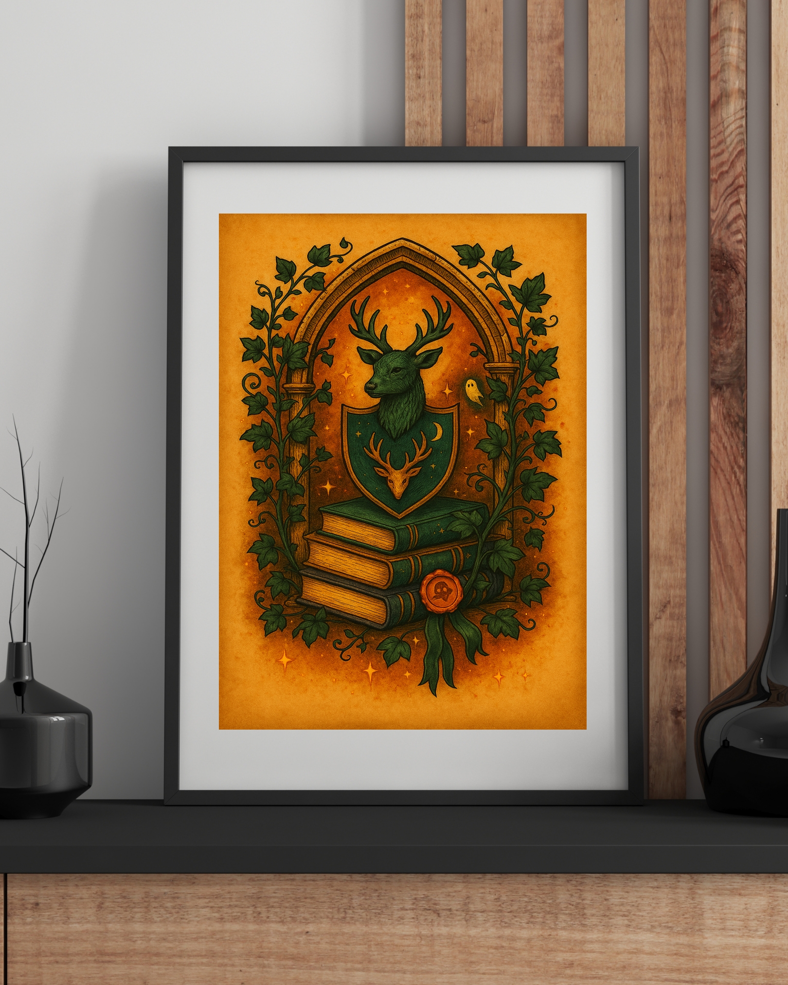Dark Academia Deer Art Print canvas