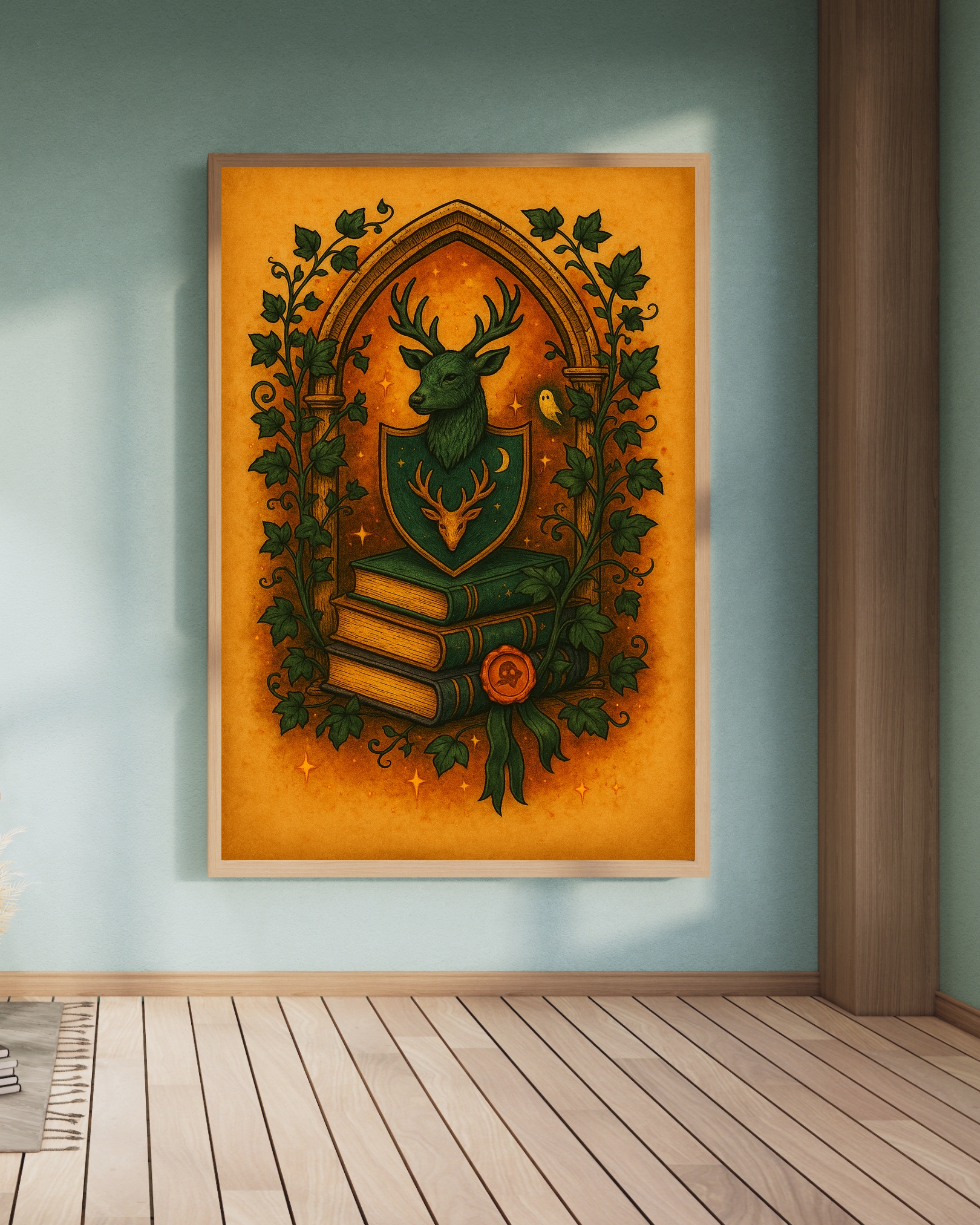 Dark Academia Deer Art Print canvas