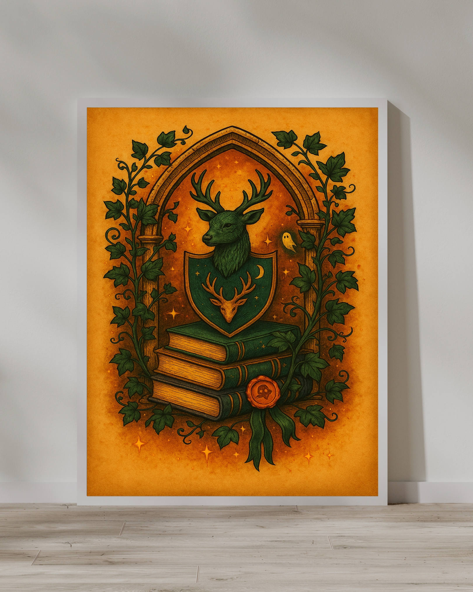 Dark Academia Deer Art Print canvas