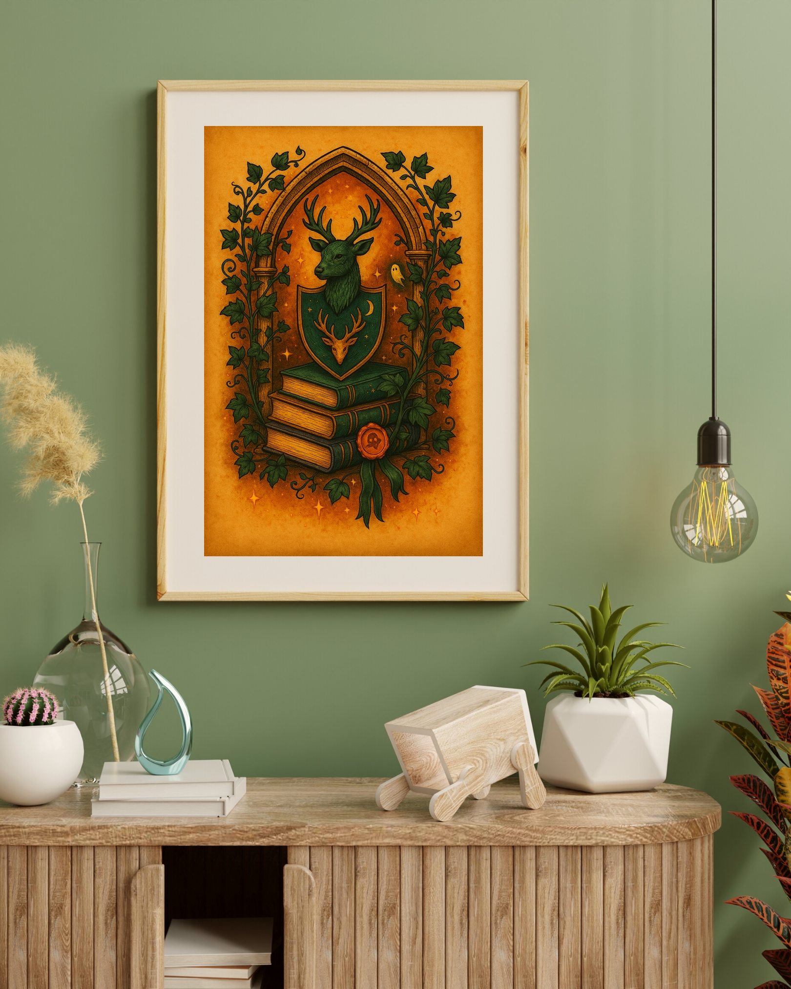 Dark Academia Deer Art Print canvas