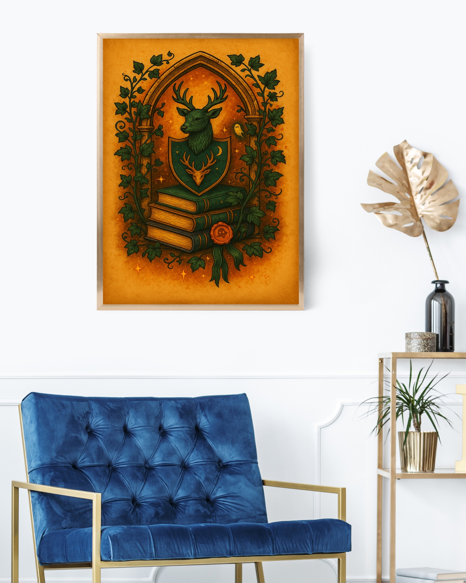 Dark Academia Deer Art Print canvas