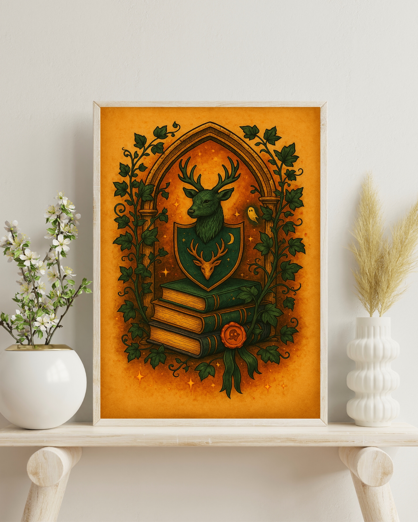 Dark Academia Deer Art Print canvas