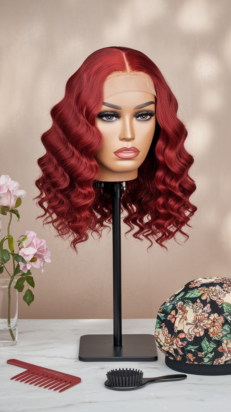 Red Closure Wig: Effortless Glam for Any Look outfit idea