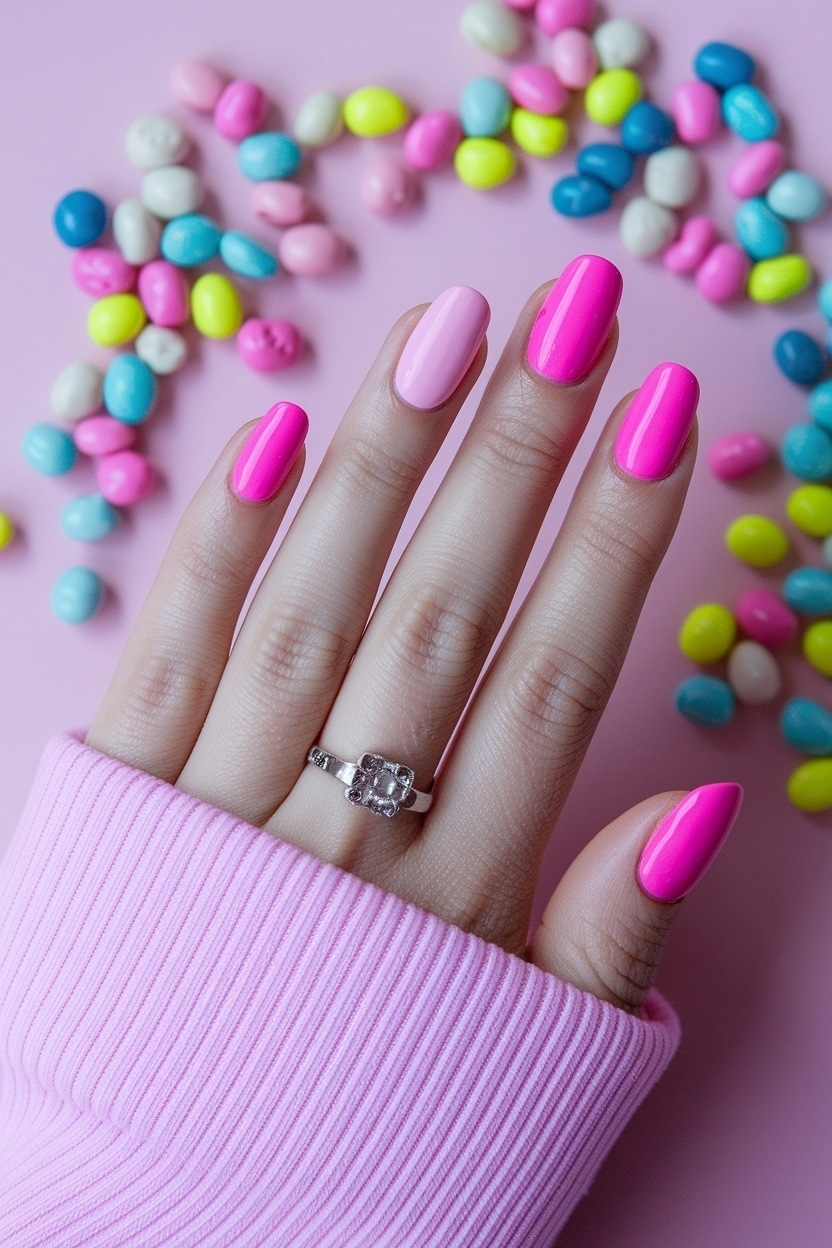 Trendy Bubble Gum Pink Nails Acrylic for a Fun Vibe outfit idea