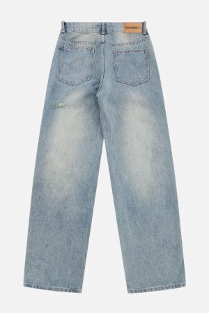 Concert Outfit 3D Zip Up Pocket Straight-Leg Jeans