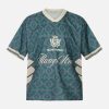 Concert Outfit Always Strive Green Patterned Jersey V-Neck T-Shirt