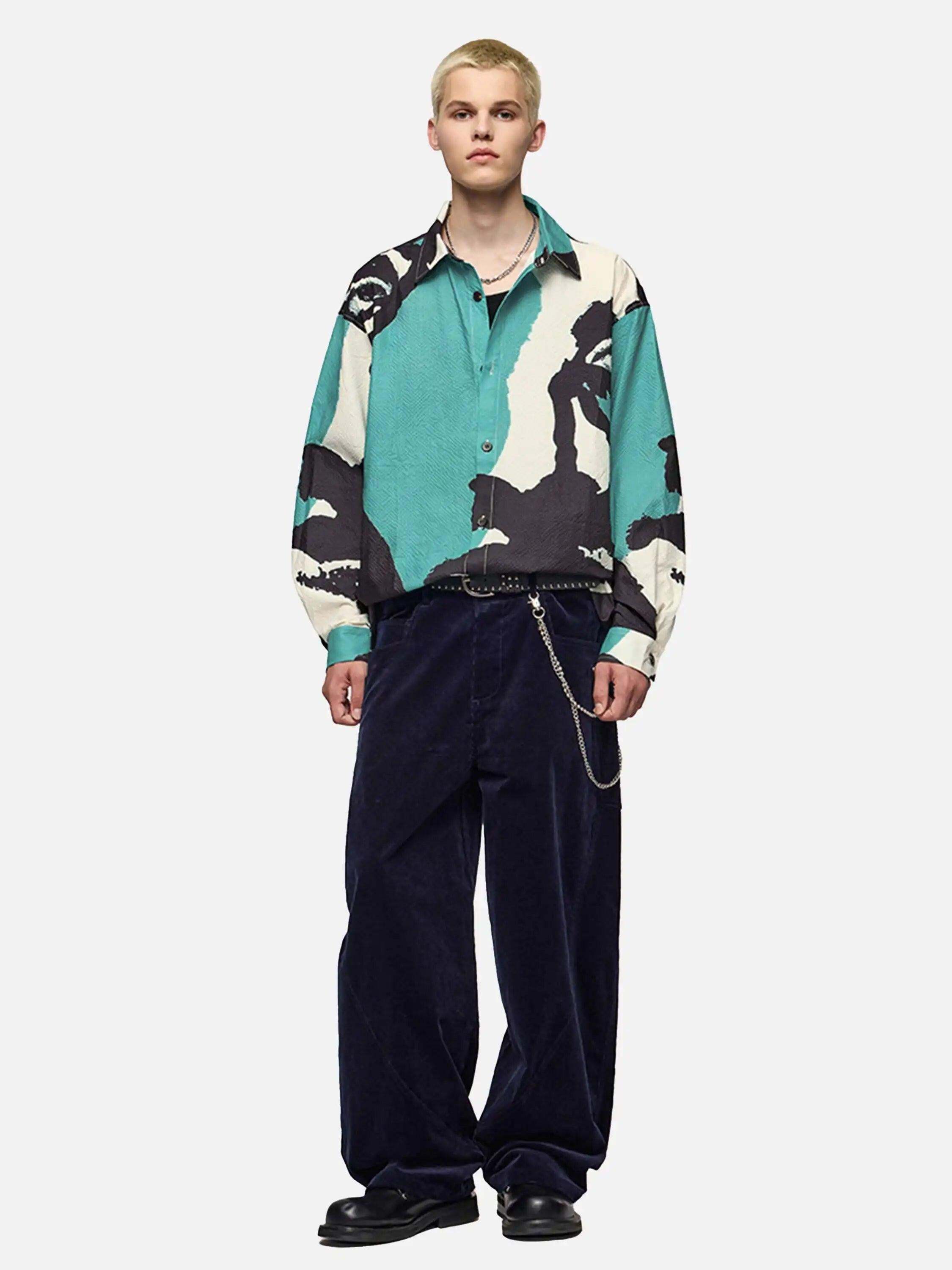 Concert Outfit American Graffiti Abstract Portrait Seersucker Shirt