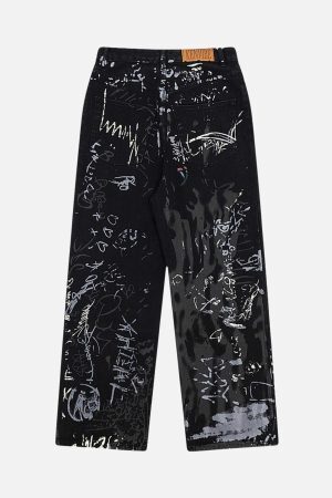 Concert Outfit American Graffiti Letter Print Jeans