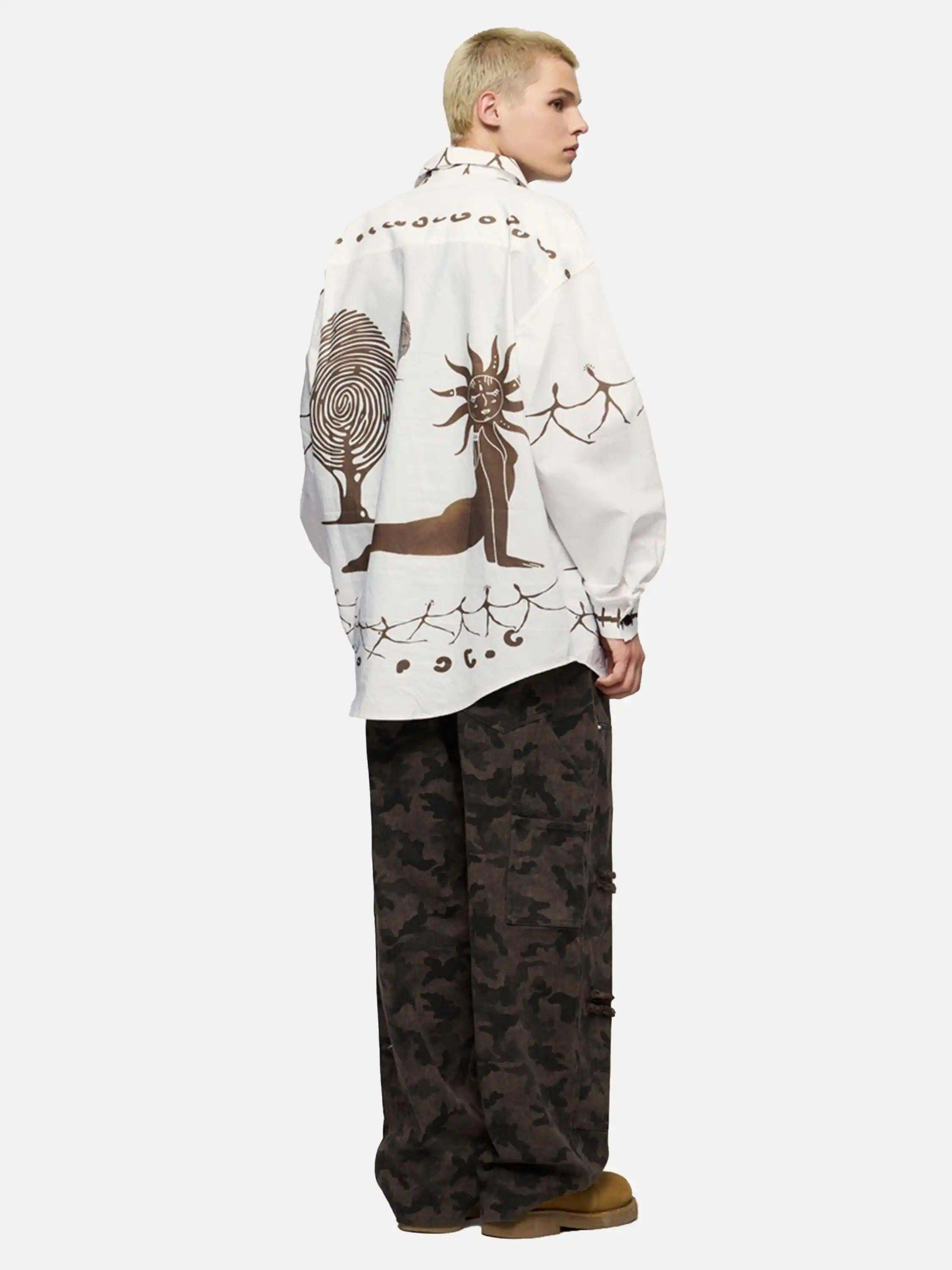 Concert Outfit American Mayan Abstract Mural Shirt