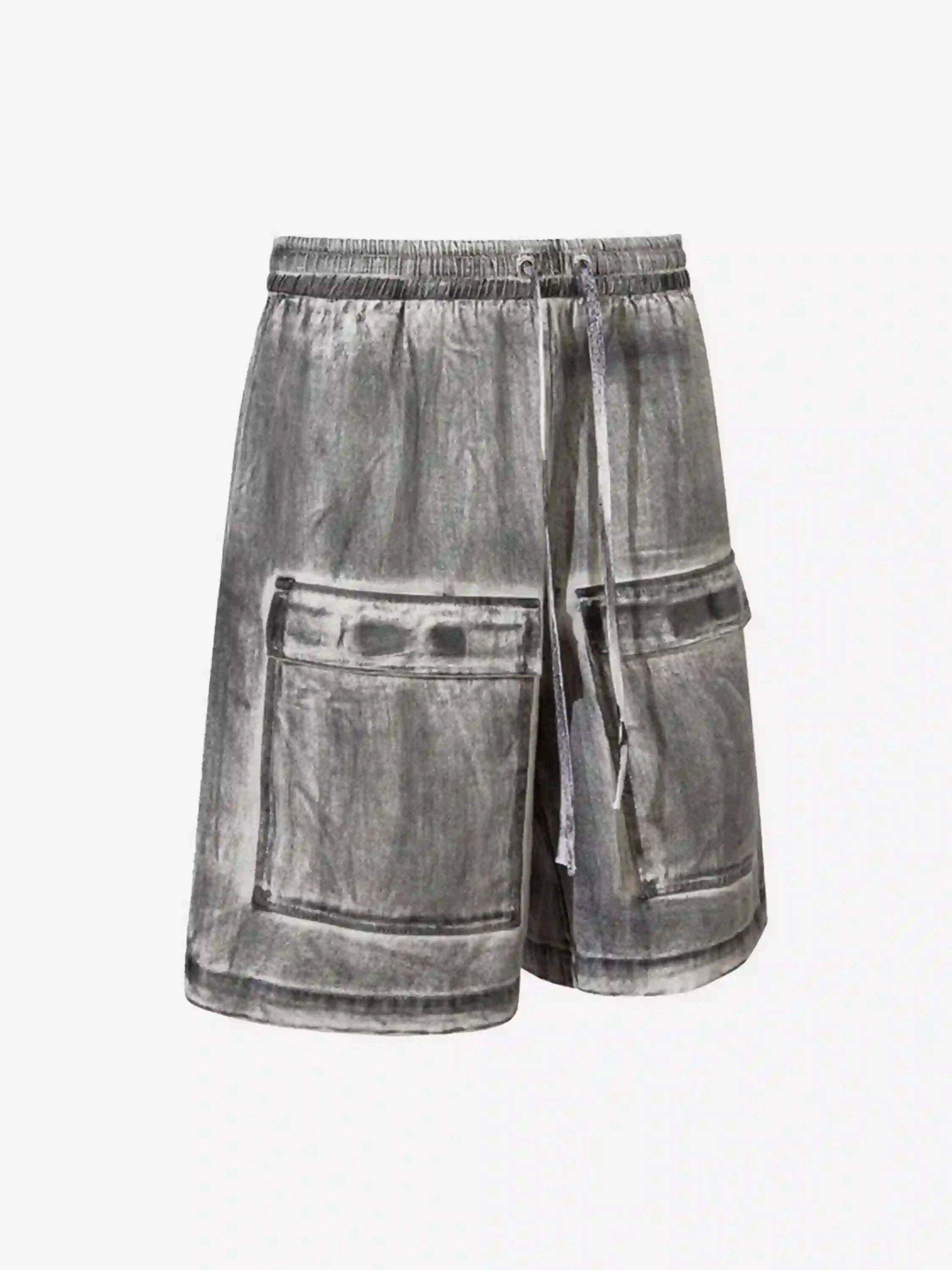 Concert Outfit American Retro Distressed Multi-Pocket Cargo Shorts