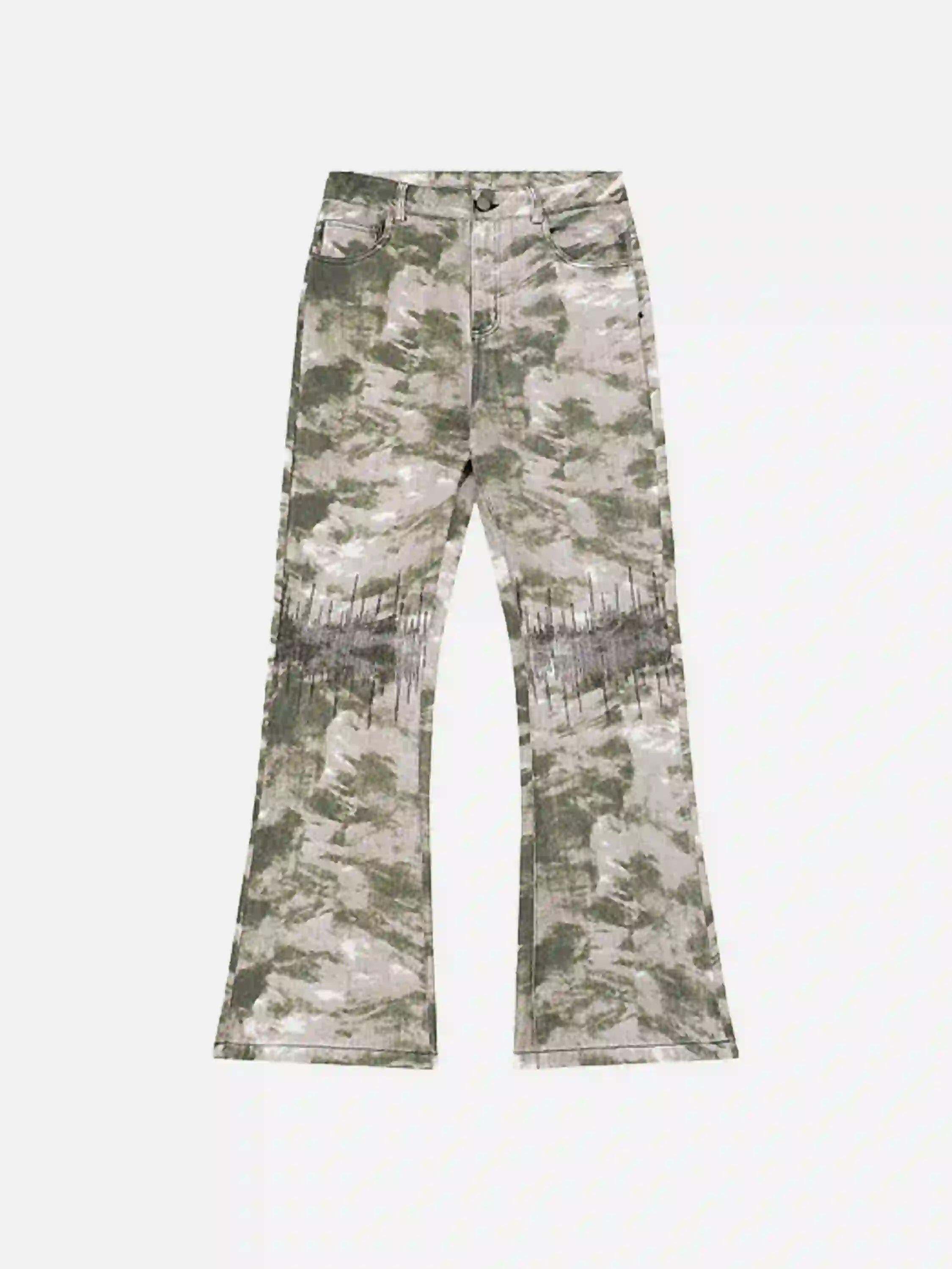 Concert Outfit American Retro Flared Camouflage Pants