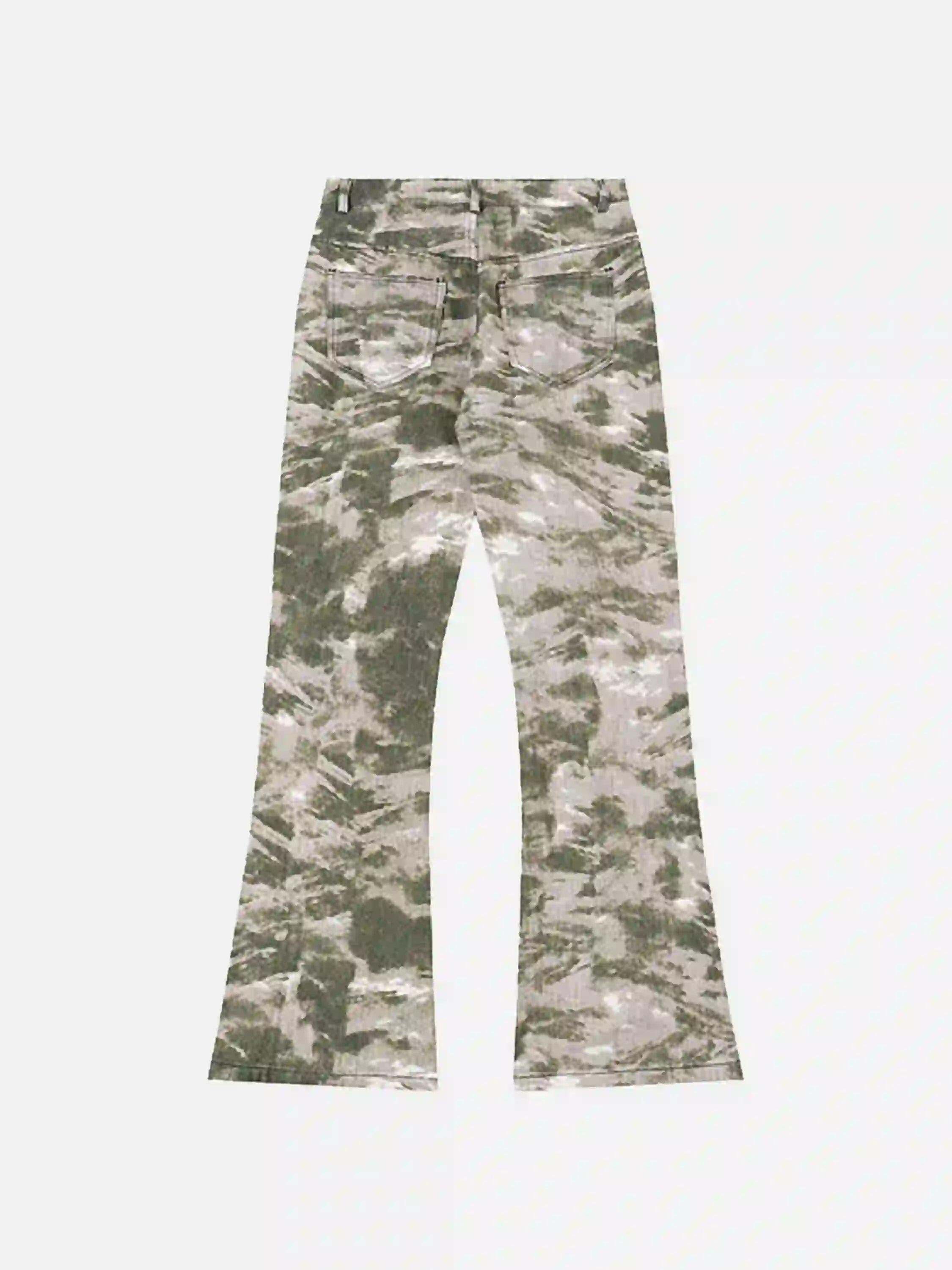 Concert Outfit American Retro Flared Camouflage Pants