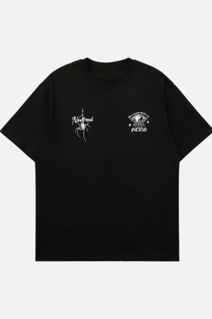 Concert Outfit American Retro Mural Spider Street Rap T-Shirt