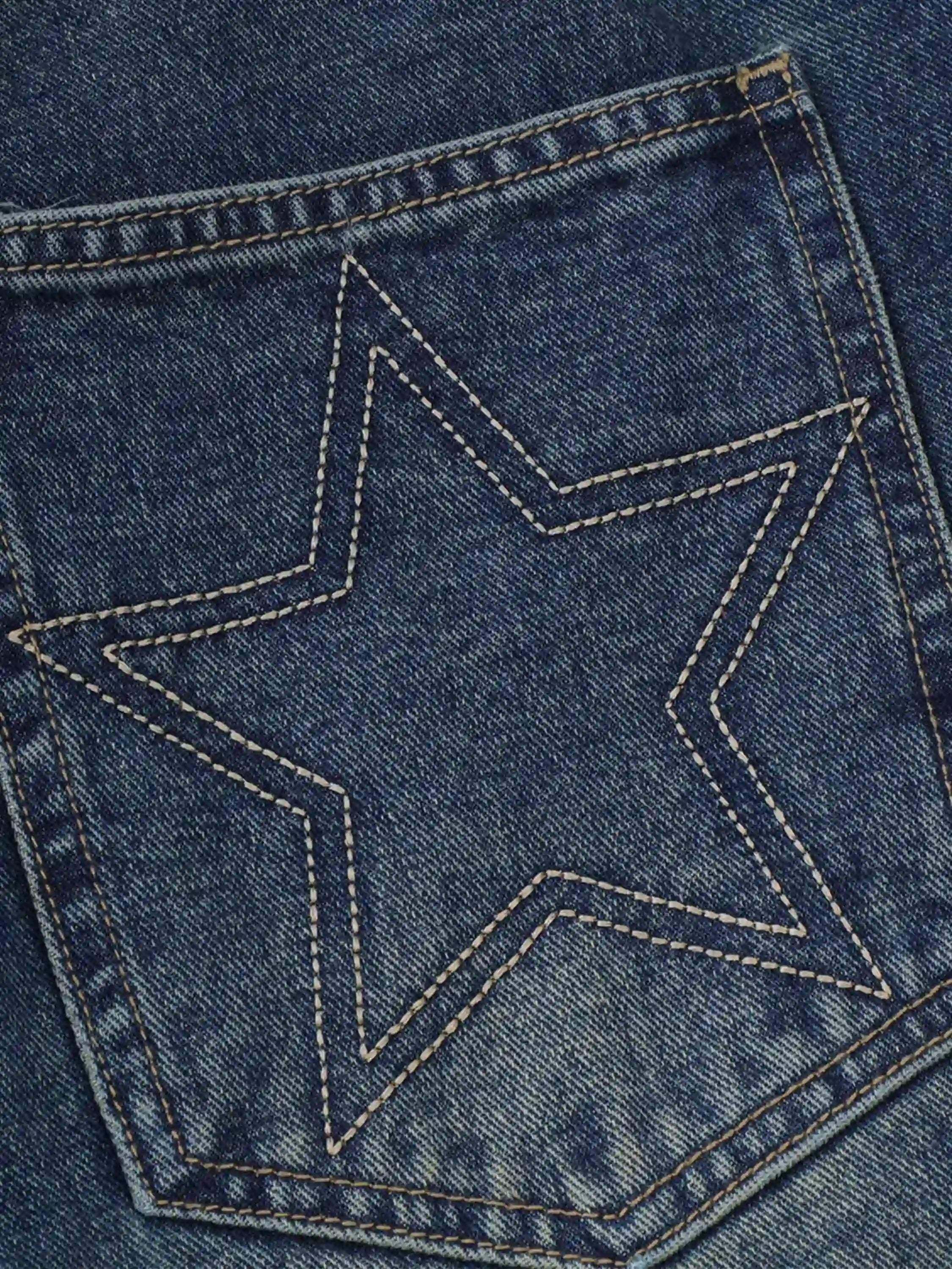 Concert Outfit American Retro Patchwork Denim Shorts