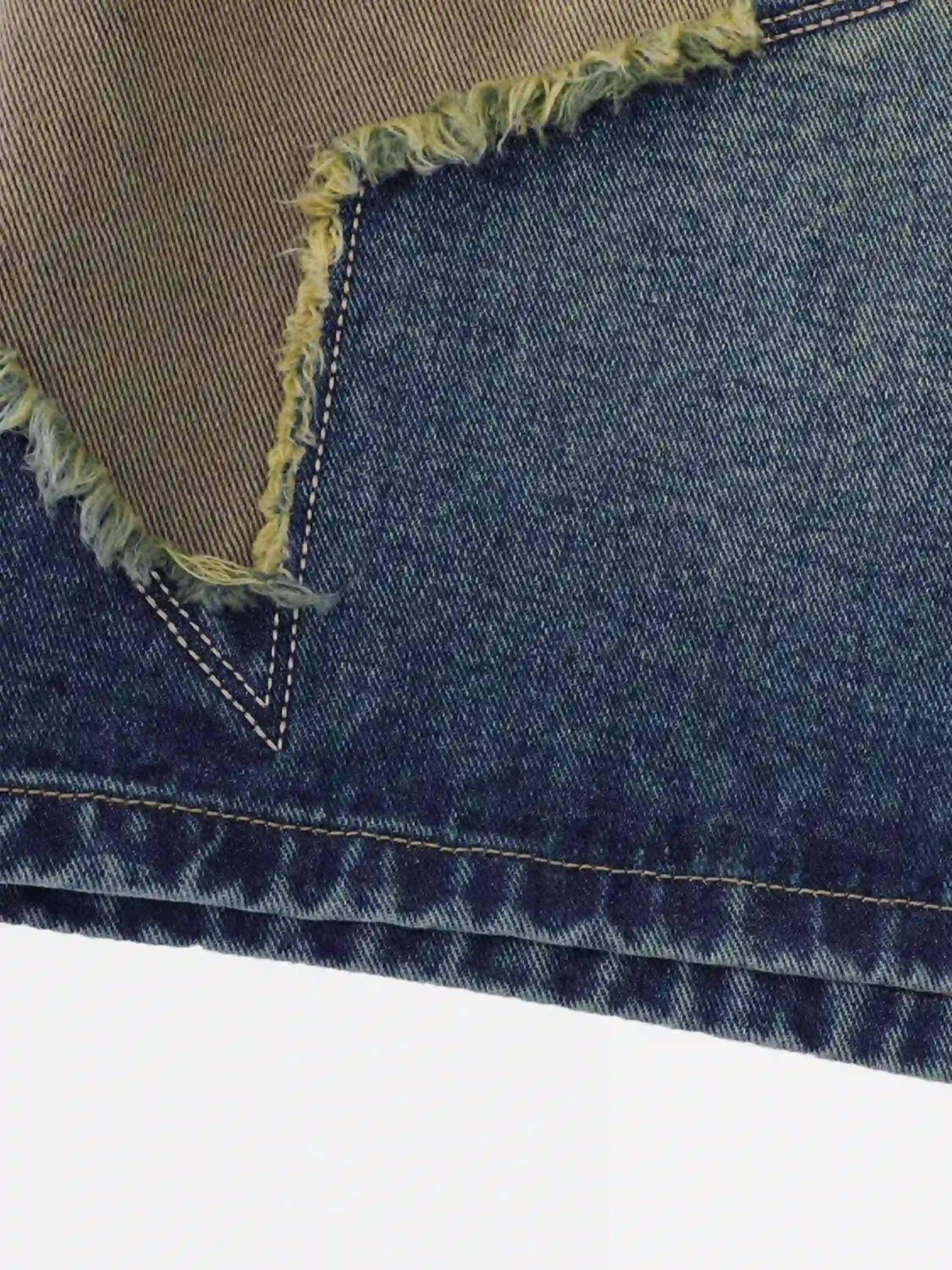 Concert Outfit American Retro Patchwork Denim Shorts