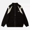 Concert Outfit American Style Color Blocking Zipper Cardigan