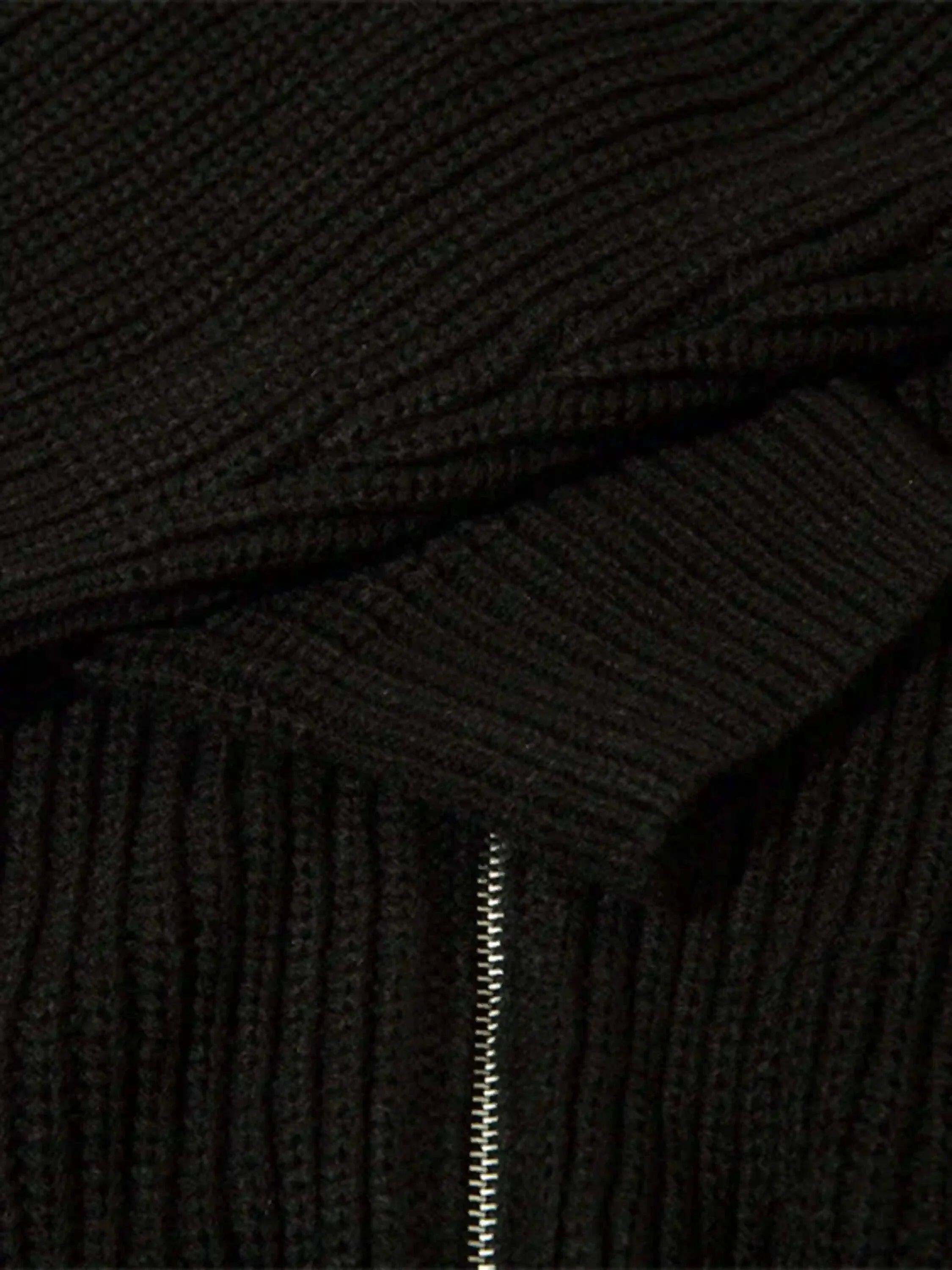Concert Outfit American Style Color Blocking Zipper Cardigan