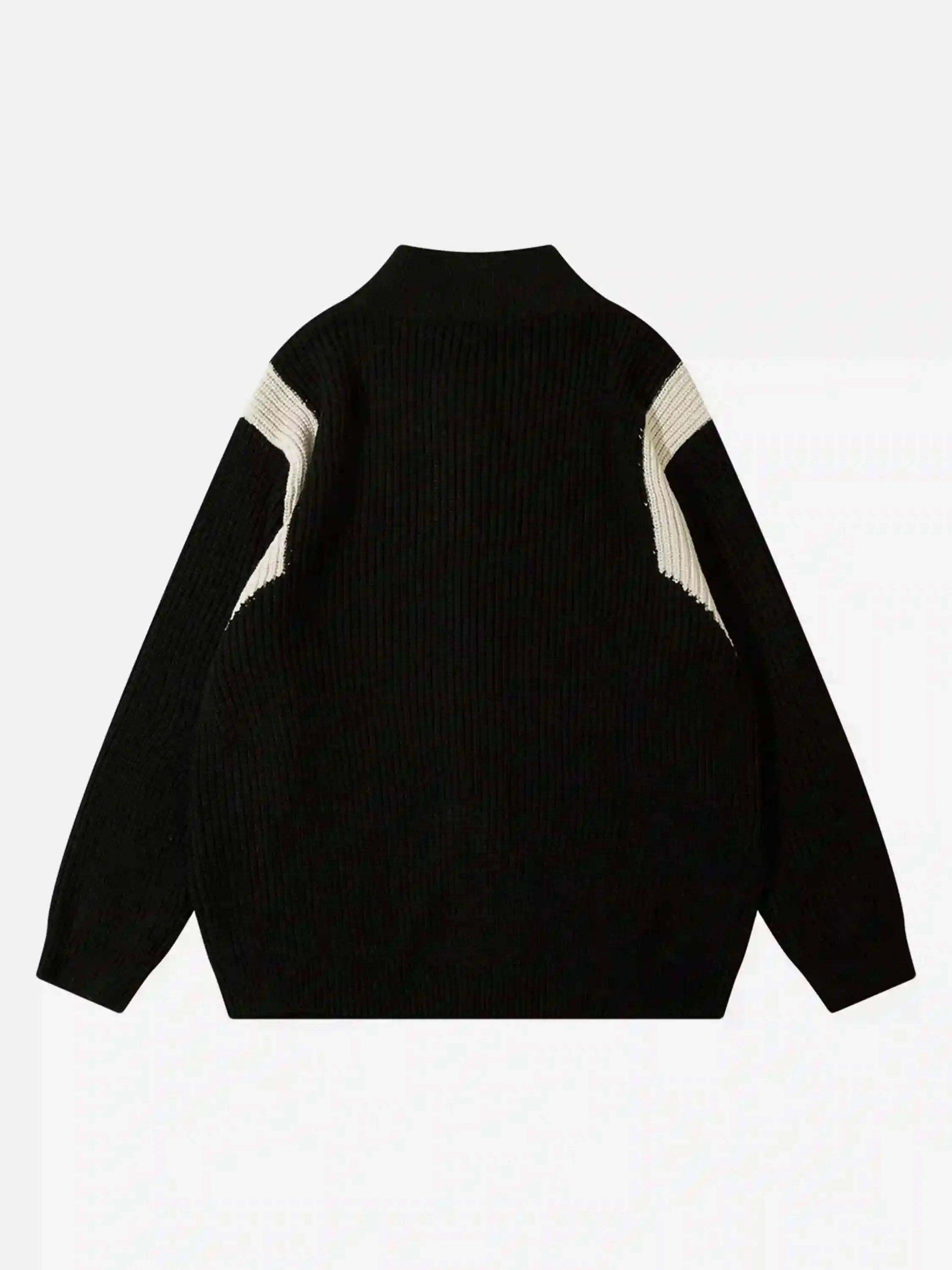 Concert Outfit American Style Color Blocking Zipper Cardigan