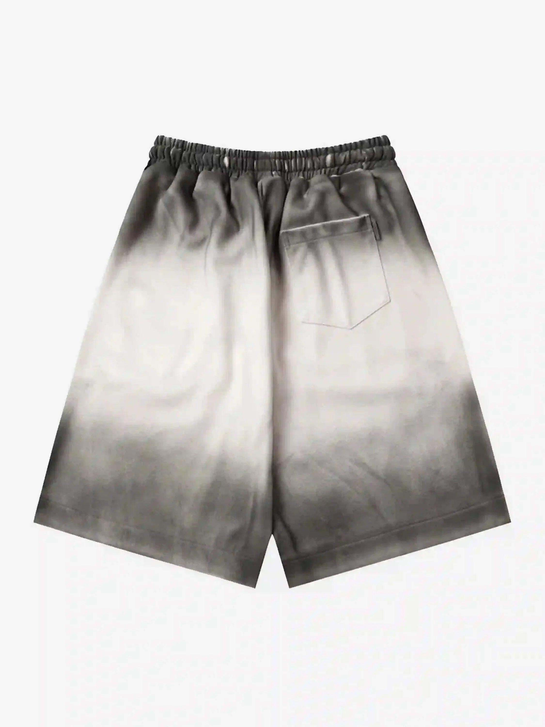 Concert Outfit American Style Distressed Gradient Print Shorts