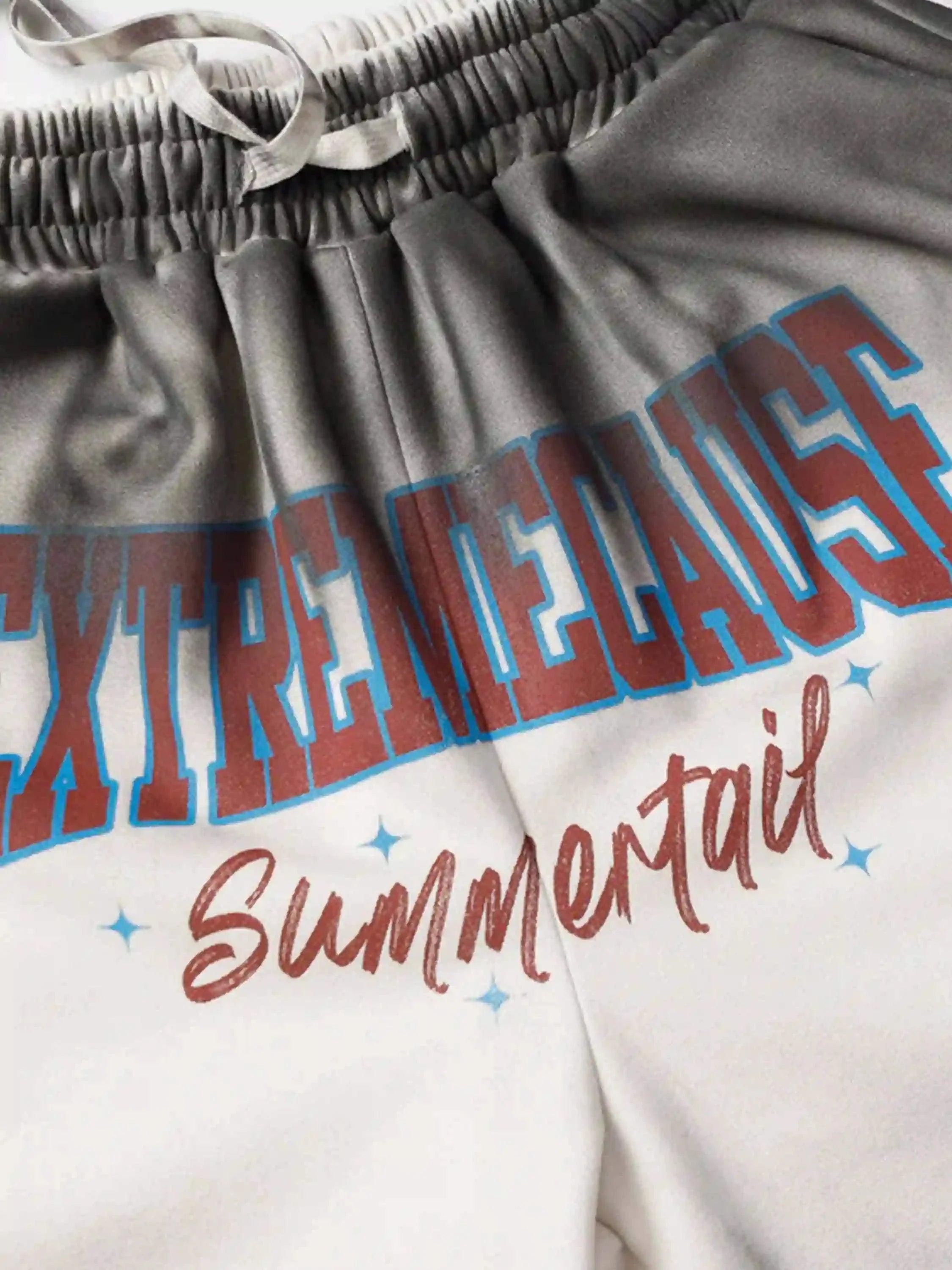 Concert Outfit American Style Distressed Gradient Print Shorts
