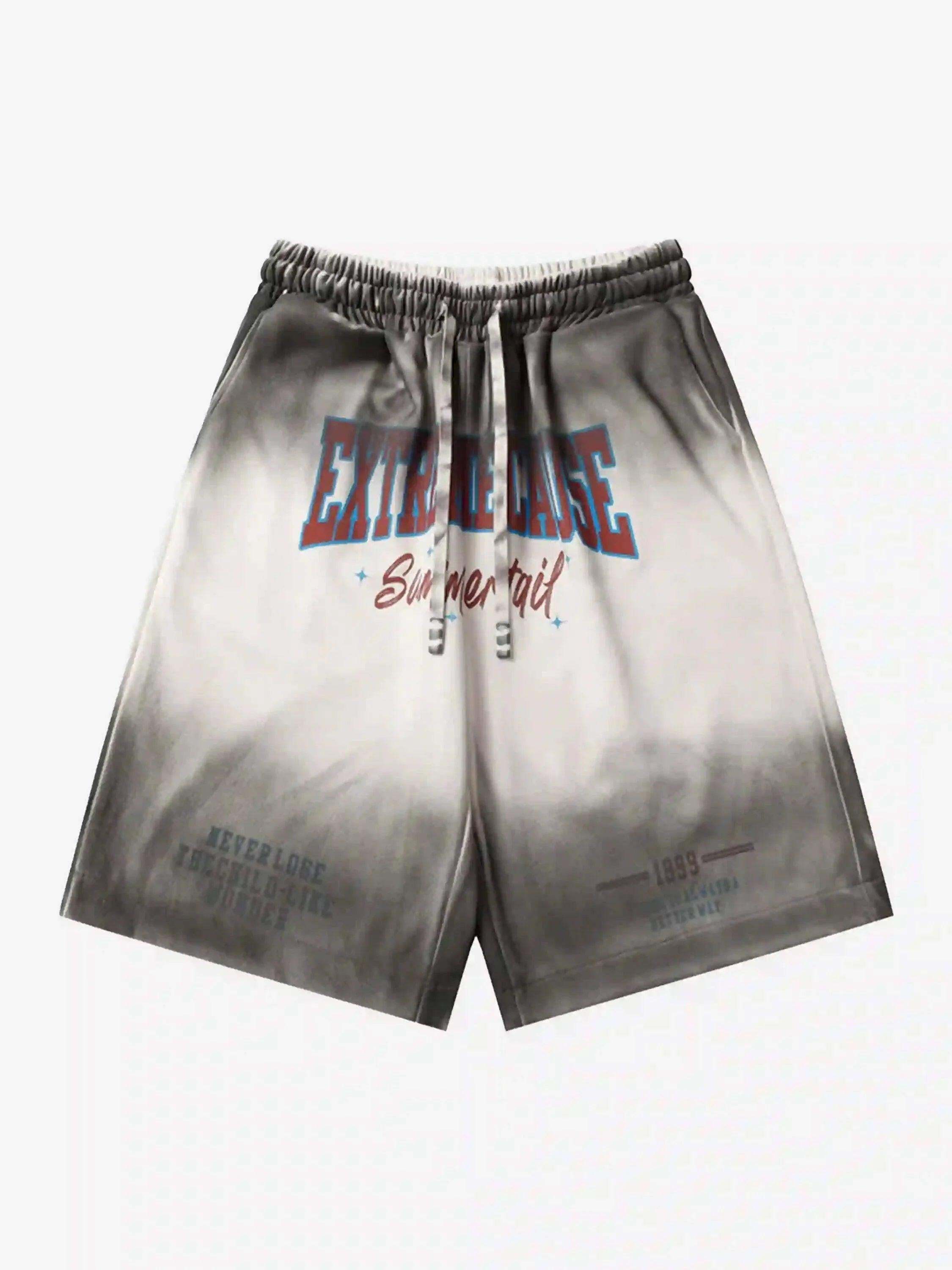 Concert Outfit American Style Distressed Gradient Print Shorts