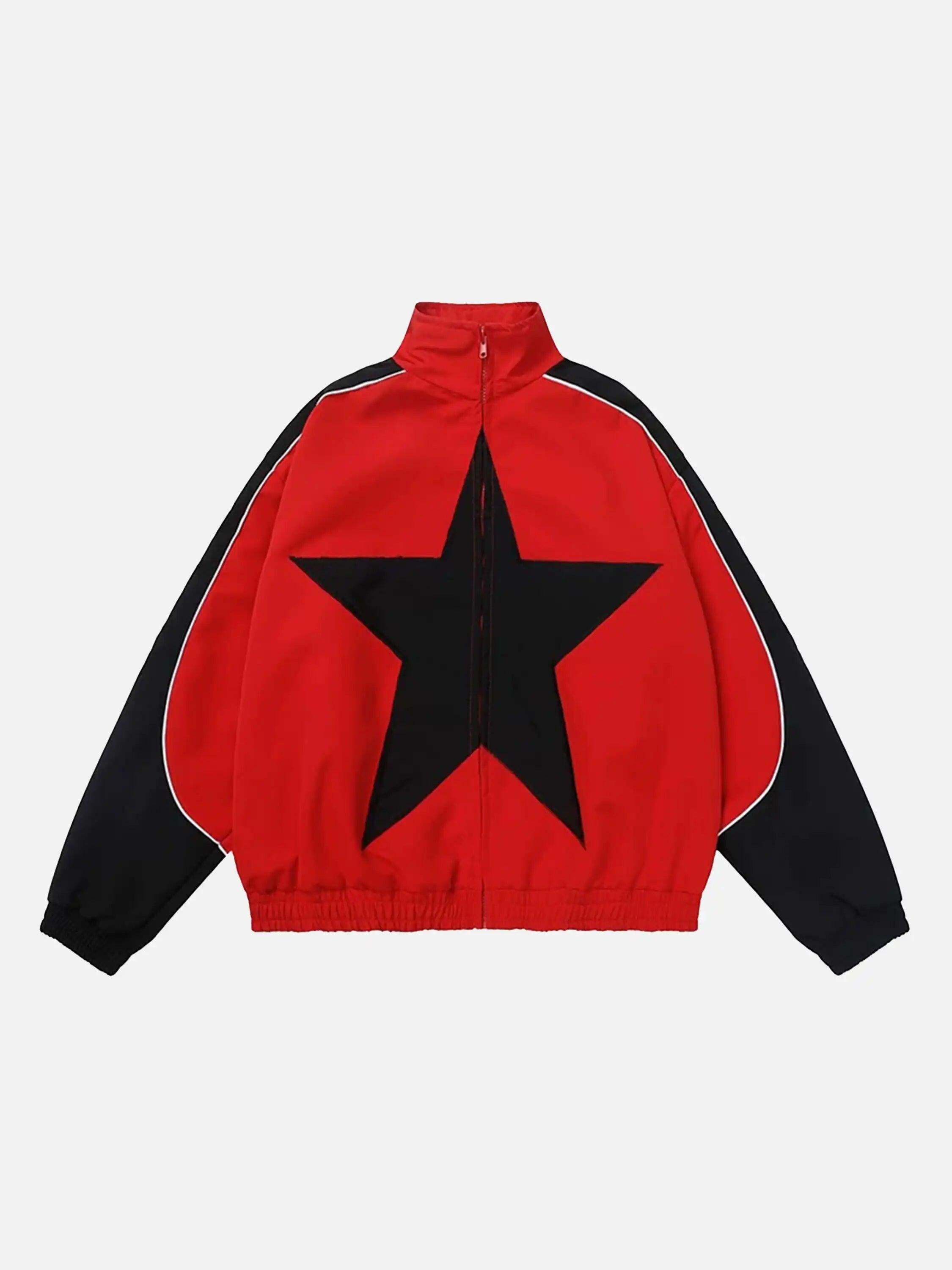 Concert Outfit American Style Patchwork Five-Pointed Star Jacket