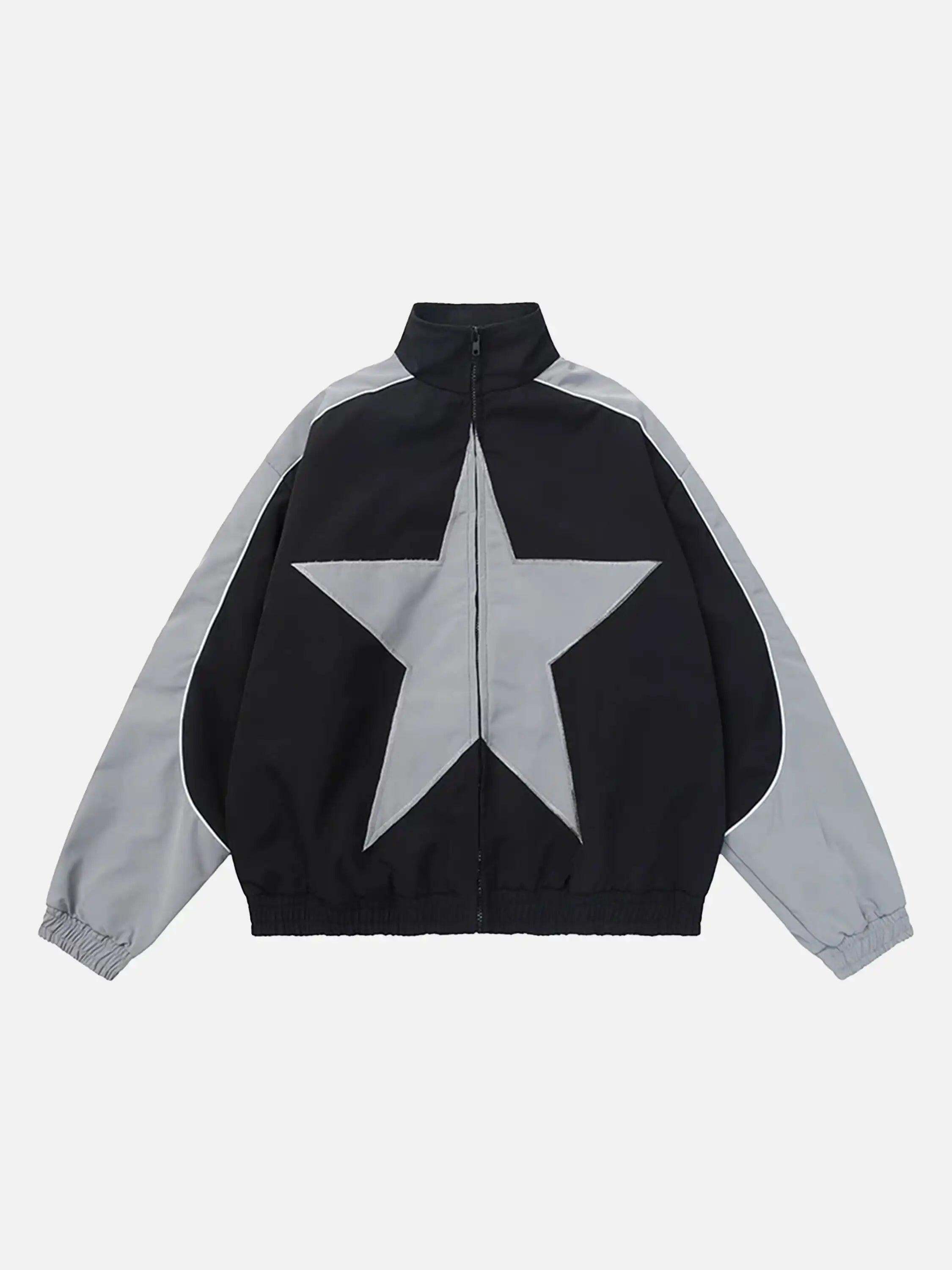 Concert Outfit American Style Patchwork Five-Pointed Star Jacket
