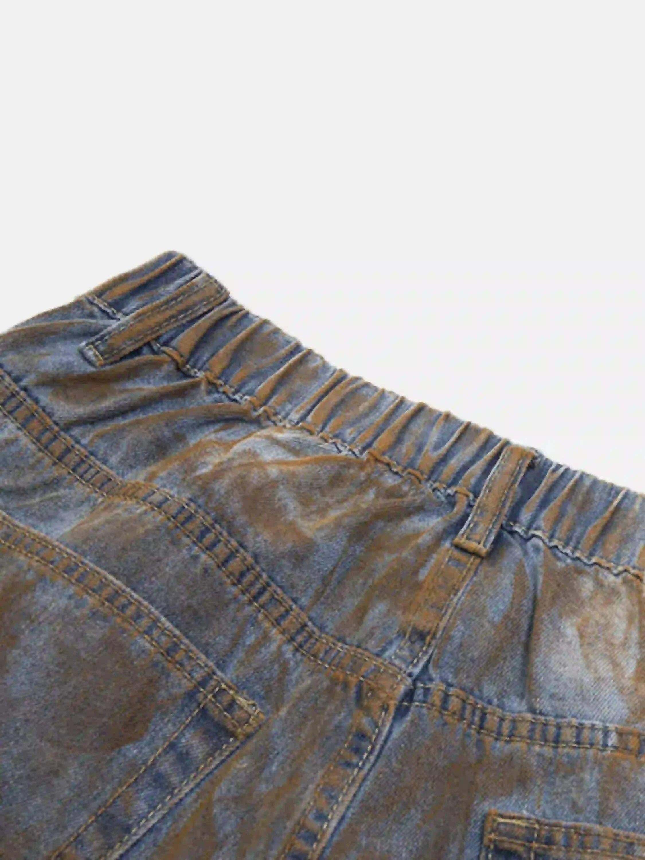 Concert Outfit American Style Wasteland Style Wide-Leg Denim Jorts