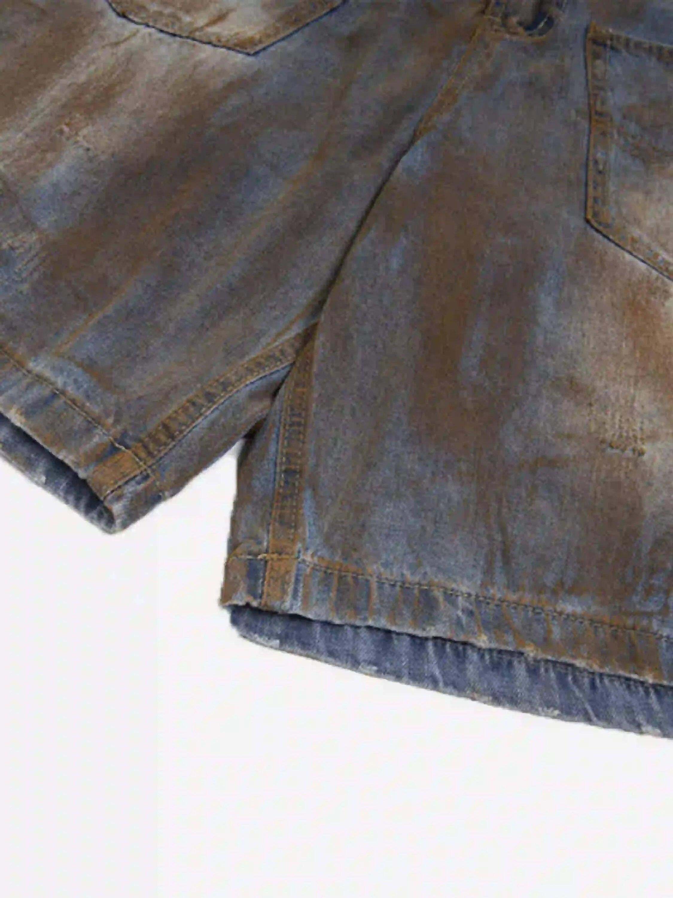 Concert Outfit American Style Wasteland Style Wide-Leg Denim Jorts