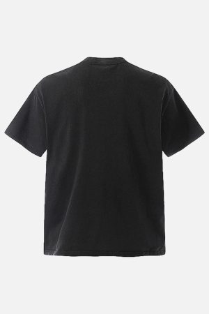 Concert Outfit Badge Print Distressed Short Sleeve T-Shirt