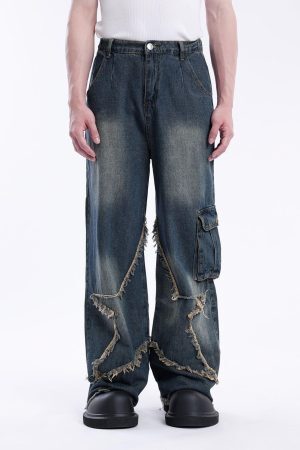 Concert Outfit Basic Star Fringe Loose Jeans