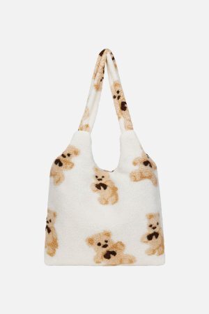Concert Outfit Bear Pattern Sherpa Bag